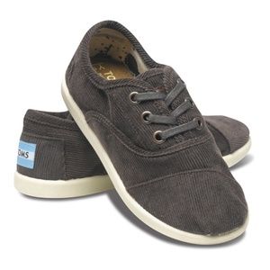 NEW Kids TOMS Chocolate BROWN Slip on CORDUROY Cordones YOUTH 13.5 & 1 Sneakers